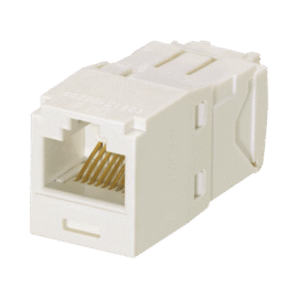 Conector Jack RJ45 Estilo TG, Mini-Com, Categoría 6A, de 8 posiciones y 8 cables, Color Blanco Mate