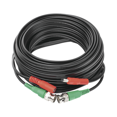 Cable Coaxial Armado con Conector BNC (Video) y Alimentación / Longitud de 10 mts / Optimizado para Cámaras 4K / Uso en Interior.