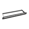 Patch panel modular sin blindaje de 24 puertos, 1U, con barra para organizar cable