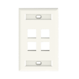 Placa de Pared Vertical, Salida Para 4 Puertos Keystone, Con Espacios Para Etiquetas, Color Banco Mate