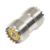 Adaptador Barril en Línea, de Conector UHF Hembra (SO-239) a UHF Hembra (SO-239), Niquel/ Plata/ Dap.
