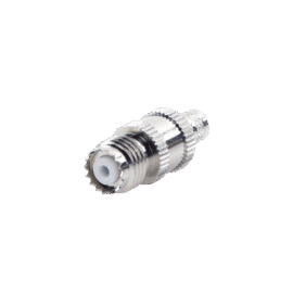 Conector Mini-UHF Hembra en Línea, de Anillo Plegable para Cable Coaxial RG-8/X, 9258, LMR-240, Níquel/ Plata/ Teflón.