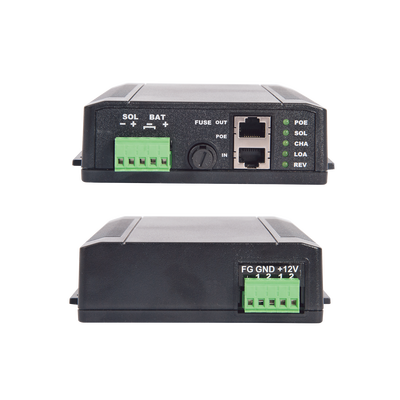 Controlador Solar POE, Entrada 24 Vcd Hasta dos Paneles Solares de 125 Watts (en Serie), Salida PoE Pasivo en 24 Vcd Hasta 20 Watts Máximo.