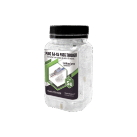 Bote con 50 Plugs Pass through RJ45 Cat5e sin blindaje, con alivio de tensión incluido, chapado de oro a 30 micras para durabilidad extrema