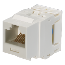 Conector Jack Estilo 110 (de Impacto), Tipo Keystone, Categoría 6, de 8 posiciones y 8 cables, Color Blanco