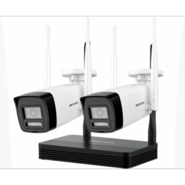 KIT 2 Cámaras Bala 4 Megapíxeles / 1 Grabadora Wi-Fi / Hasta 512 GB de Almacenamiento (No Incluye Memoria SD) / Incluye Fuente y Cable RJ45