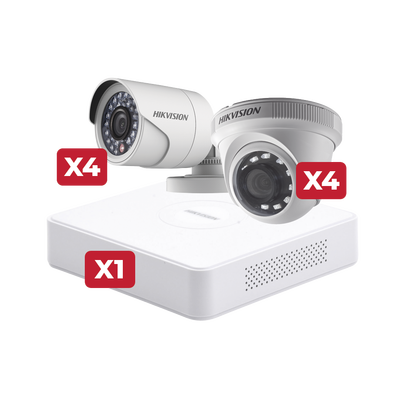 Kit de CCTV 2 Megapíxeles / Incluye Grabadora de 8 Canales / Cámara Turret / Cámara Bala