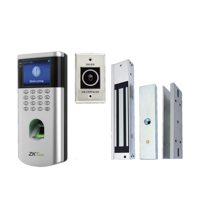 KIT de Control de Acceso LF10/ PUSH / Compatible con ZKBioAccess / 1,500 Usuarios / Electroimán / Botón de Salida / Tarjeta de proximidad