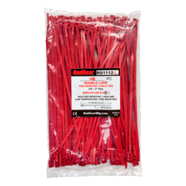 Amarre Universal RedGear de Doble Bucle para Sujetar Cable de Detección Lineal de Calor (LHD) / Útil para Montar sobre Tubería de Aspersor de 3/4" a 2" / Resistente al Fuego / Paquete con 100 piezas