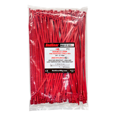 Amarre Universal RedGear de Doble Bucle para Sujetar Cable de Detección Lineal de Calor (LHD) / Útil para Montar sobre Tubería de Aspersor de 3/4" a 2" / Resistente al Fuego / Paquete con 100 piezas