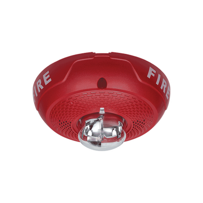 Bocina con Lámpara Estroboscópica, Montaje en Techo, Color Rojo, Nuevo Diseño Moderno y Elegante y Menor Consumo de Corriente