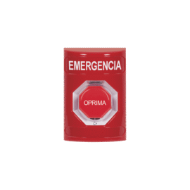 Botón de Emergencia en Español, Color Rojo, Acción Mantenida, Girar para Restablecer y LED Multicolor