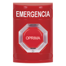 Botón de Emergencia en Español, Color Rojo, Acción Mantenida, Girar para Restablecer y LED Multicolor