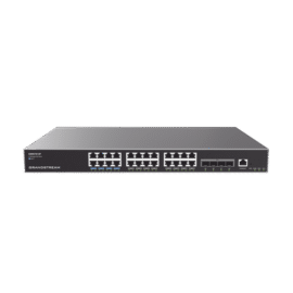 Switch Capa 3 Gigabit PoE+ Administrable / 24 puertos 10/100/1000 Mbps + 4 Puertos SFP+ 10G Uplink / Hasta 360W / Compatible con GWN Cloud.