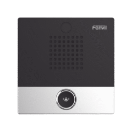 Mini Intercomunicador para hotelería y hospitales, con diseño elegante, PoE, 1 botón, 1 relevador integrado de salida y entrada.