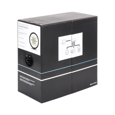 Bobina de cable 305 Metros Cat6, 24 AWG, Climas EXTREMOS, Color negro, sin blindar, para intemperie