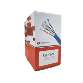 Bobina de cable de UTP de 4 pares Cat6 de 305 m (1000 ft), 100% Cobre, PVC ROHS, Color Azul, 24 AWG, Uso en Interior, Para Aplicaciones de Voz, Datos y Video