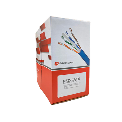 Bobina de cable de UTP de 4 pares Cat6 de 305 m (1000 ft), 100% Cobre, PVC ROHS, Color Azul, 24 AWG, Uso en Interior, Para Aplicaciones de Voz, Datos y Video