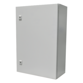 Gabinete de Acero IP66 Uso en Intemperie (500 x 700 x 250 mm) con Placa Trasera Interior y Compuerta Inferior Atornillable (Incluye Chapa y Llave).