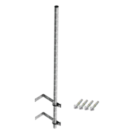 Mástil de 3 m de 1-1/4" diámetro ced. 30 con Herrajes para Sujeción a Pared.