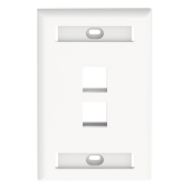 Placa de Pared Vertical, Salida Para 2 Puertos Keystone, Con Espacios Para Etiquetas, Color Blanco